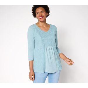 Fashion Women's Top Plus Sz 2X 100% Cotton Mixed Media Blue A698042